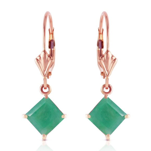 GOLD LEVERBACK EARRING WITH NATURAL EMERALD